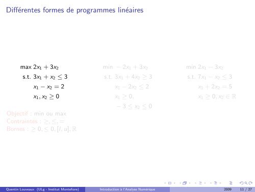 programmation lineaire - Montefiore