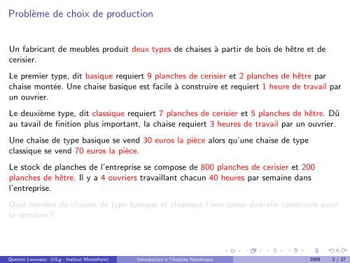 programmation lineaire - Montefiore