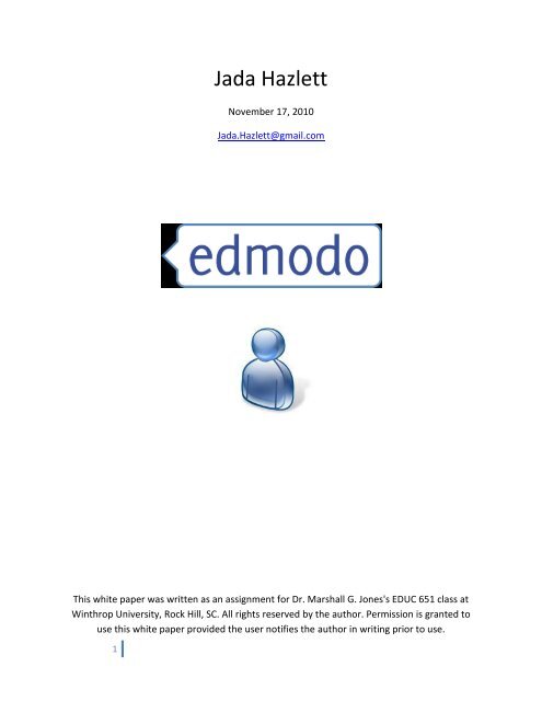 Jada Hazlett: Edmodo - Winthrop University