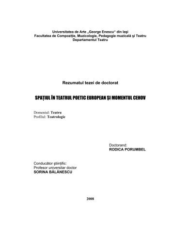 spaţiul în teatrul poetic european şi momentul cehov - Universitatea ...