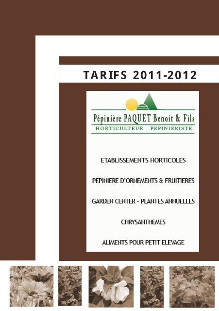 tarifs 2011-2012 - Bienvenue sur le site de la Pépinière Paquet & Fils