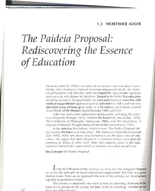 The Paideia Proposal.pdf - College of Education