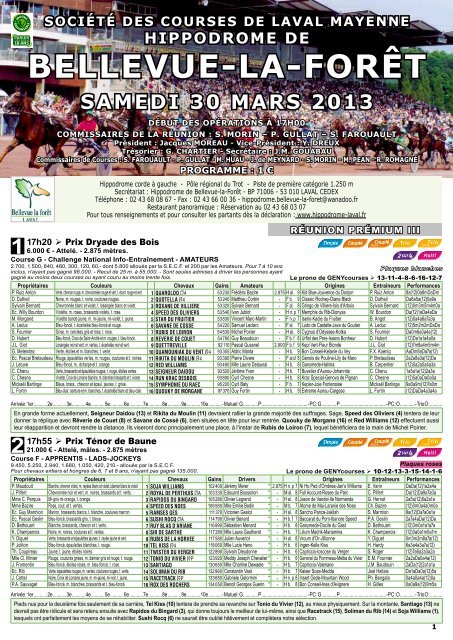 Programme Geny Courses Du Samedi 30 Mars 2013