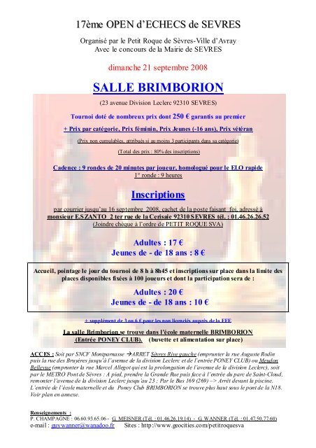 SALLE BRIMBORION - Ligue IdF des Echecs
