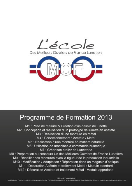 Programme de Formation 2013 - Xavier Christin Lunetier