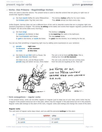 Grimm Grammar _ present regular verbs _ Das Präsens ... - COERLL