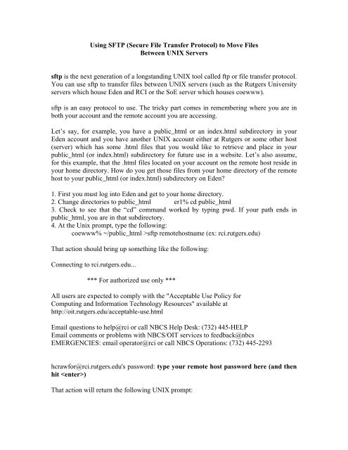 Using Sftp Secure File Transfer Protocol Rutgers University