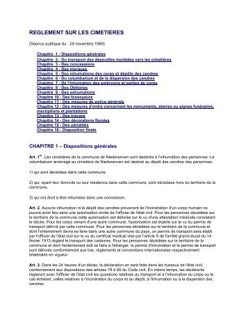 Règlement sur les cimetières - Niederanven