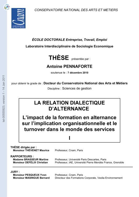 La relation dialectique d'alternance: l'impact de la formation en ...