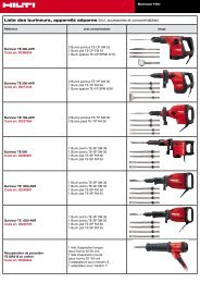 Liste des burineurs, appareils sépares (incl. accessoires et ... - Hilti