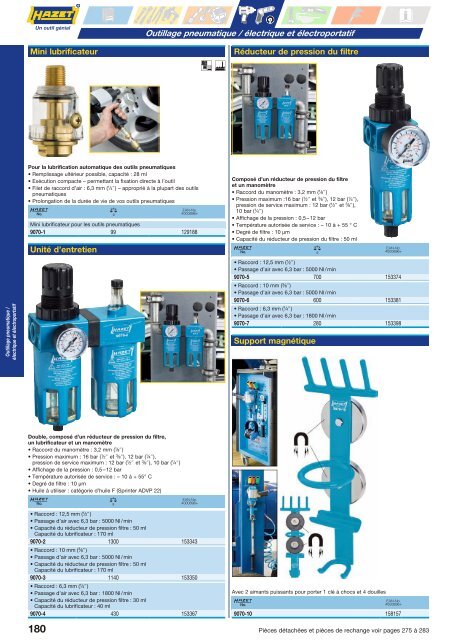 Outillage pneumatique, électrique et électroportatif