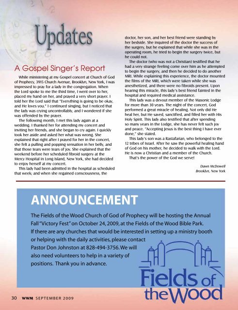 announcement - Church of God of Prophecy