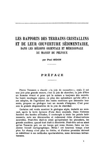 les rapports des terrains cristallins et de leur couverture sédimentaire