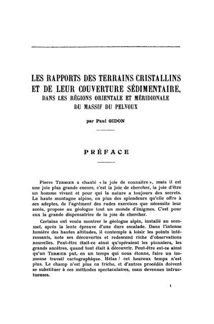 les rapports des terrains cristallins et de leur couverture sédimentaire