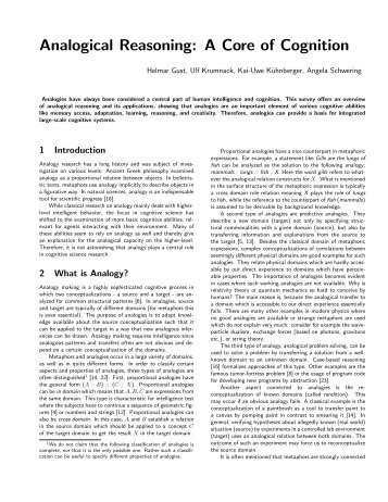 Analogical Reasoning: A Core of Cognition - Institut für Geoinformatik