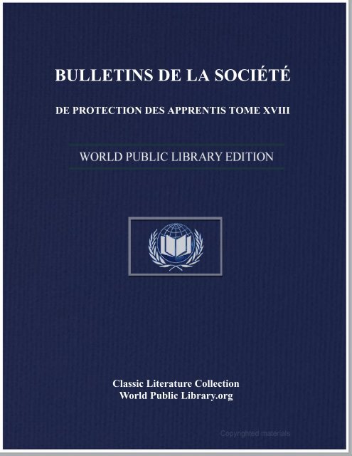 bulletins de la société de protection des apprentis tome xviii