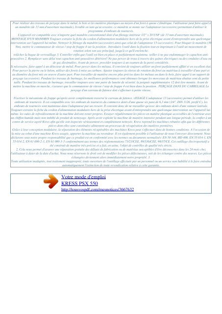 Mode d'emploi KRESS PSX 550 - TOUS VOS PDF: Manuel d ...
