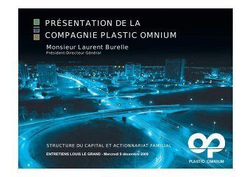 PRÉSENTATION DE LA COMPAGNIE PLASTIC OMNIUM Monsieur…