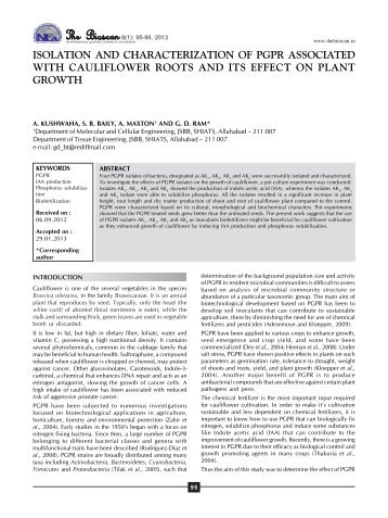 Isolation and characterization of PGPR associated ... - THE BIOSCAN