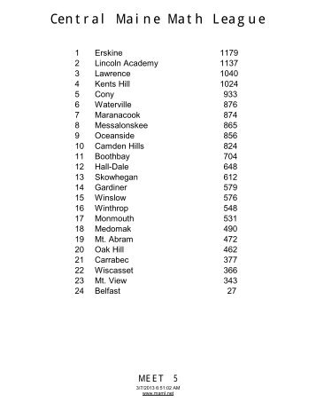 Central Maine Math League - Maine Association of Math Leagues