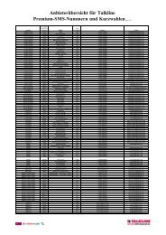 Anbieterübersicht für Talkline Premium-SMS-Nummern und ...