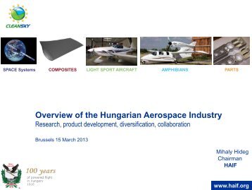 Hungarian Aviation Industry Foundation, Mihaly Hideg - Clean Sky