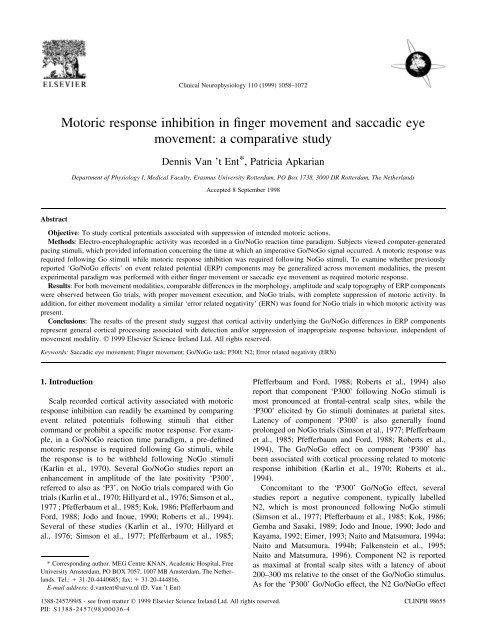 Motoric response inhibition in finger movement and saccadic eye ...