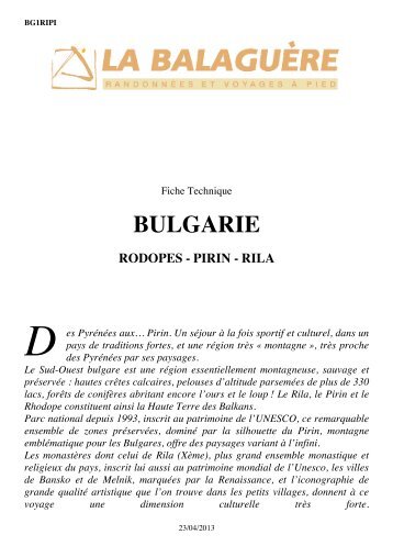 BULGARIE - La Balaguère