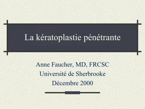 La kératoplastie pénétrante - Bbarthelemy