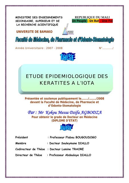 Mr Kokou Messa Dzifa AGBODZA ETUDE EPIDEMIOLOGIQUE DES ...