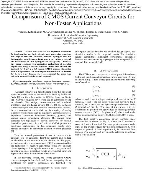 Comparison of CMOS Current Conveyor Circuits for Non-Foster ...