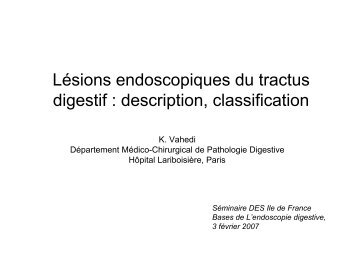 Lésions endoscopiques du tractus digestif ... - Hepato Web