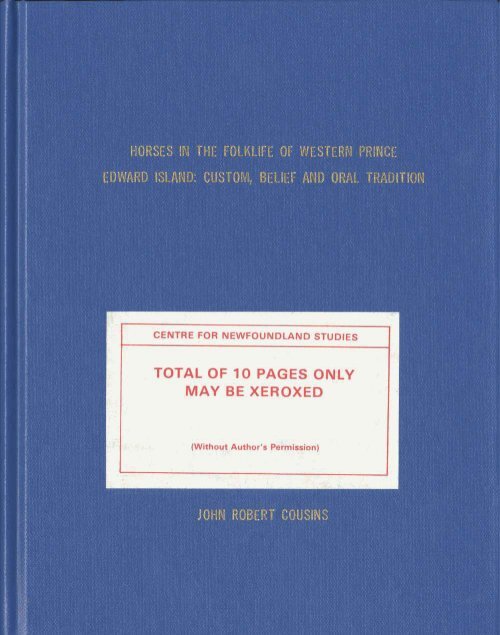 total of 10 pages only may be xeroxed Memorial University s