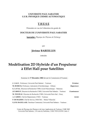Jérôme BAREILLES - laboratoire plasma et conversion d'energie ...