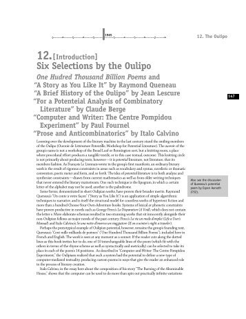 Six Selections by the Oulipo