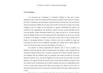 La violence et le divin ? Autour de José Saramago Texte Saramago ...