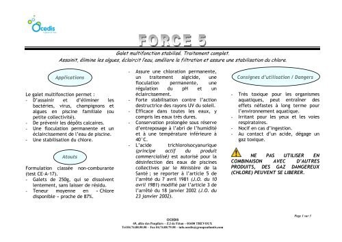 Télécharger la notice du Force 5 au format PDF - Piscine OnLine