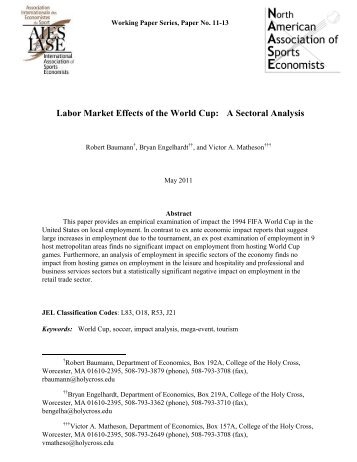 Labor Market Effects of the World Cup: A Sectoral ... - ResearchGate