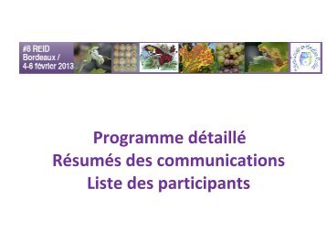 Programme détaillé Résumés des communications Liste des ...