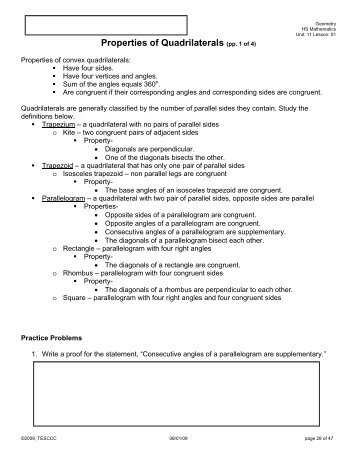 Dating profile for quadrilaterals