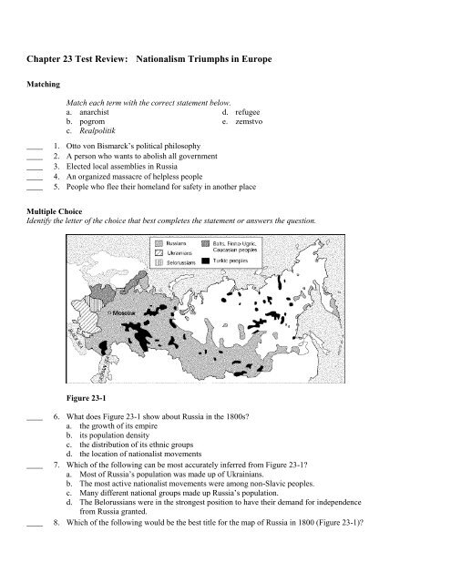 Rise of Nationalism in Europe worksheet