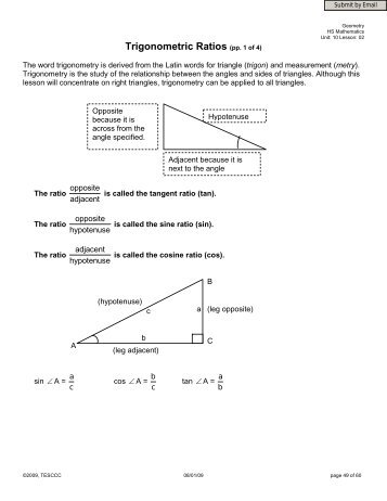 Trigonometric Ratios (pp. 1 of 4)