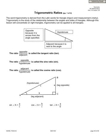 Trig ratios study guide Trig ratios study guide