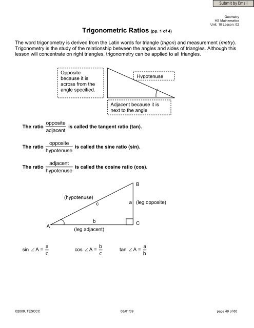Trigonometric Ratios (pp. 1 of 4)