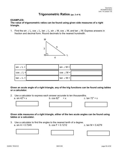 Trigonometric Ratios (pp. 1 of 4)