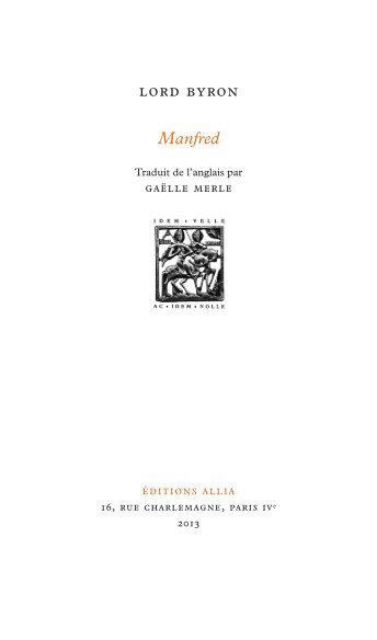 Extrait de Manfred - Editions Allia