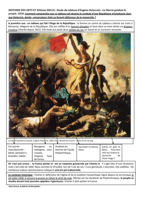 Etude du tableau d'Eugène Delacroix : La liberté guidant le peuple ...