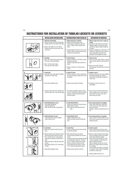 instructions for installation of tubular locksets or leversets
