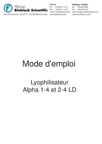 LYOPHILISATEUR ALPHA 1/2-4 LD - Fisher UK Extranet