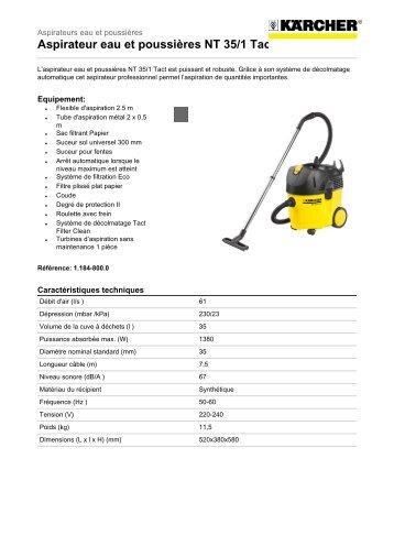 Aspirateur eau et poussières NT 35/1 Tact - Kärcher